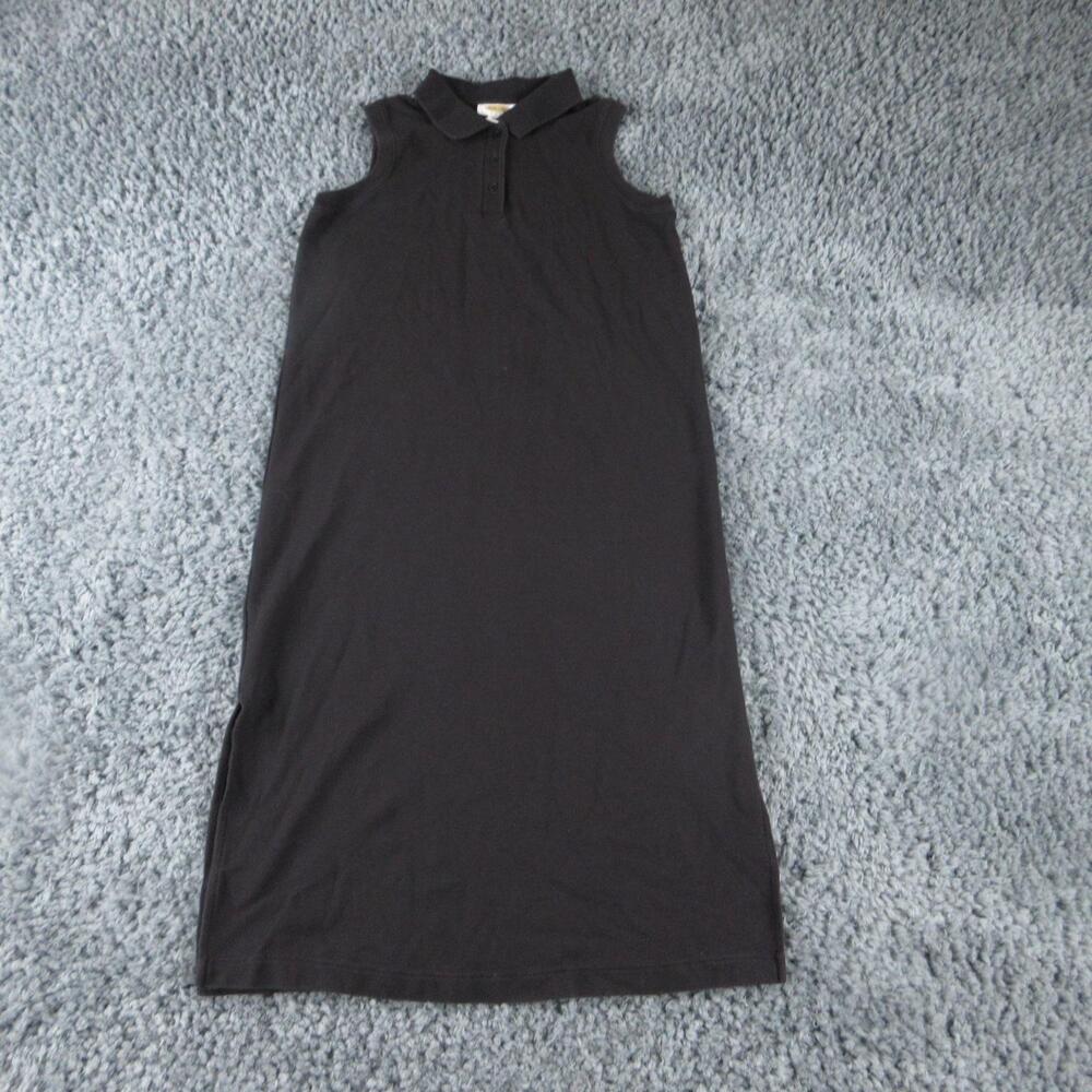 Talbots Dress Womens Large Petite Black Sleeveless Polo Shirt Midi Cotton